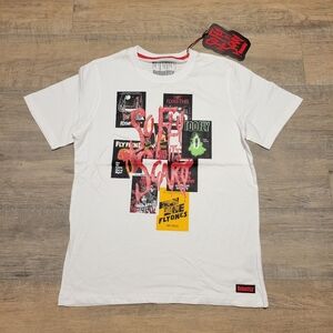 Born Fly "So Fly Its Scary" Men’s Graphic T-Shirt White Multi Size Horror Theme